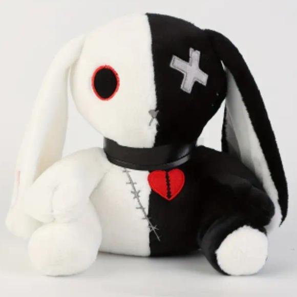 🆕️Plushy Punk Love Bunny Patches Collectable Black & White - Picture 1 of 3